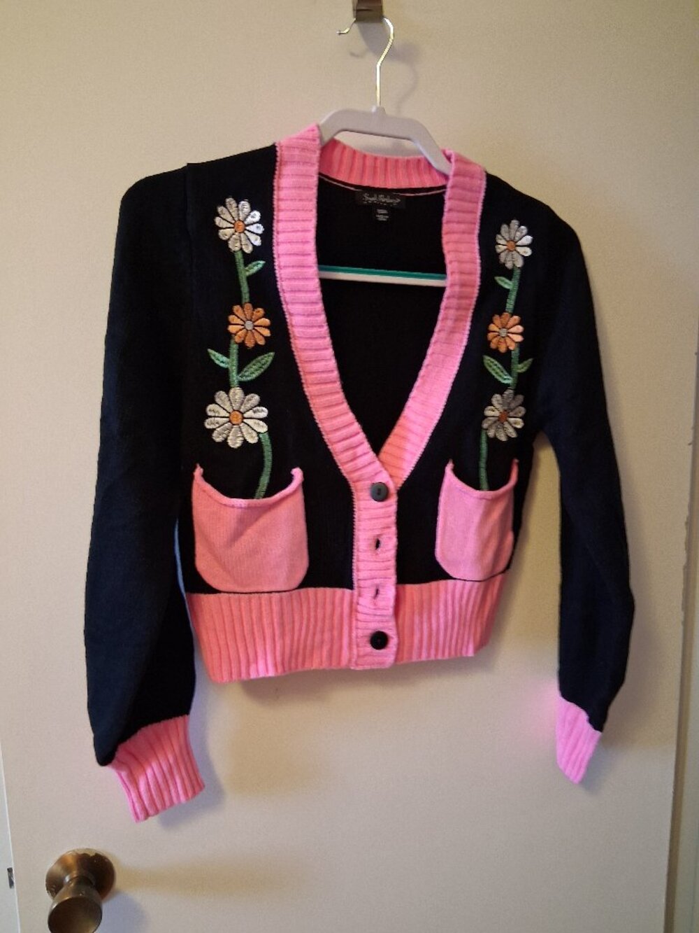 Smak Parlour Black Pink Cardigan, S